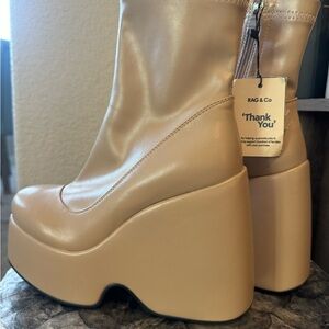 Women's Beige Platform Boots